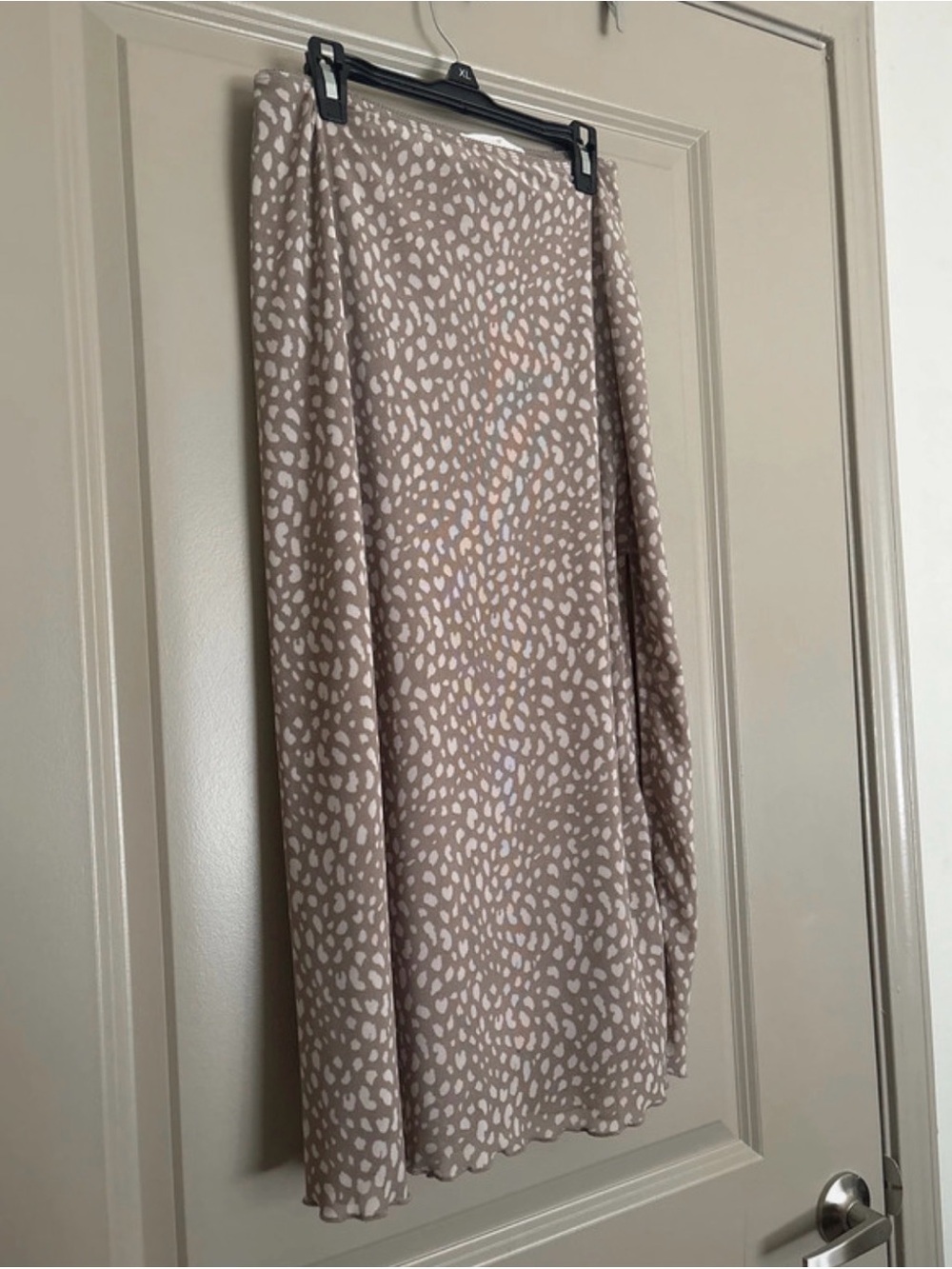 URBAN Romantics Taupe and Cream Animal Print Midi Skirt